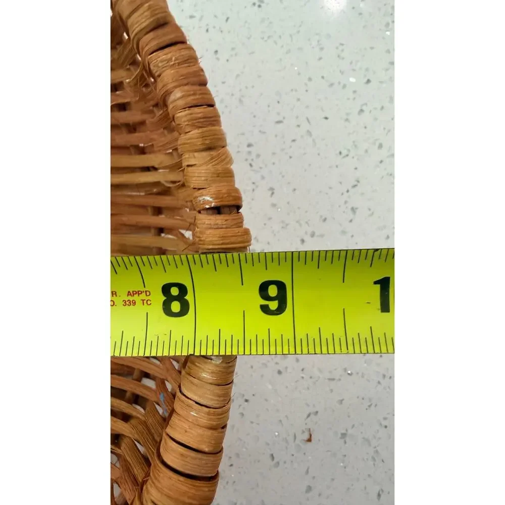 Vintage Handmade Woven Splint Basket Oval 10x8 Fixed Handle Primitive Farmhouse